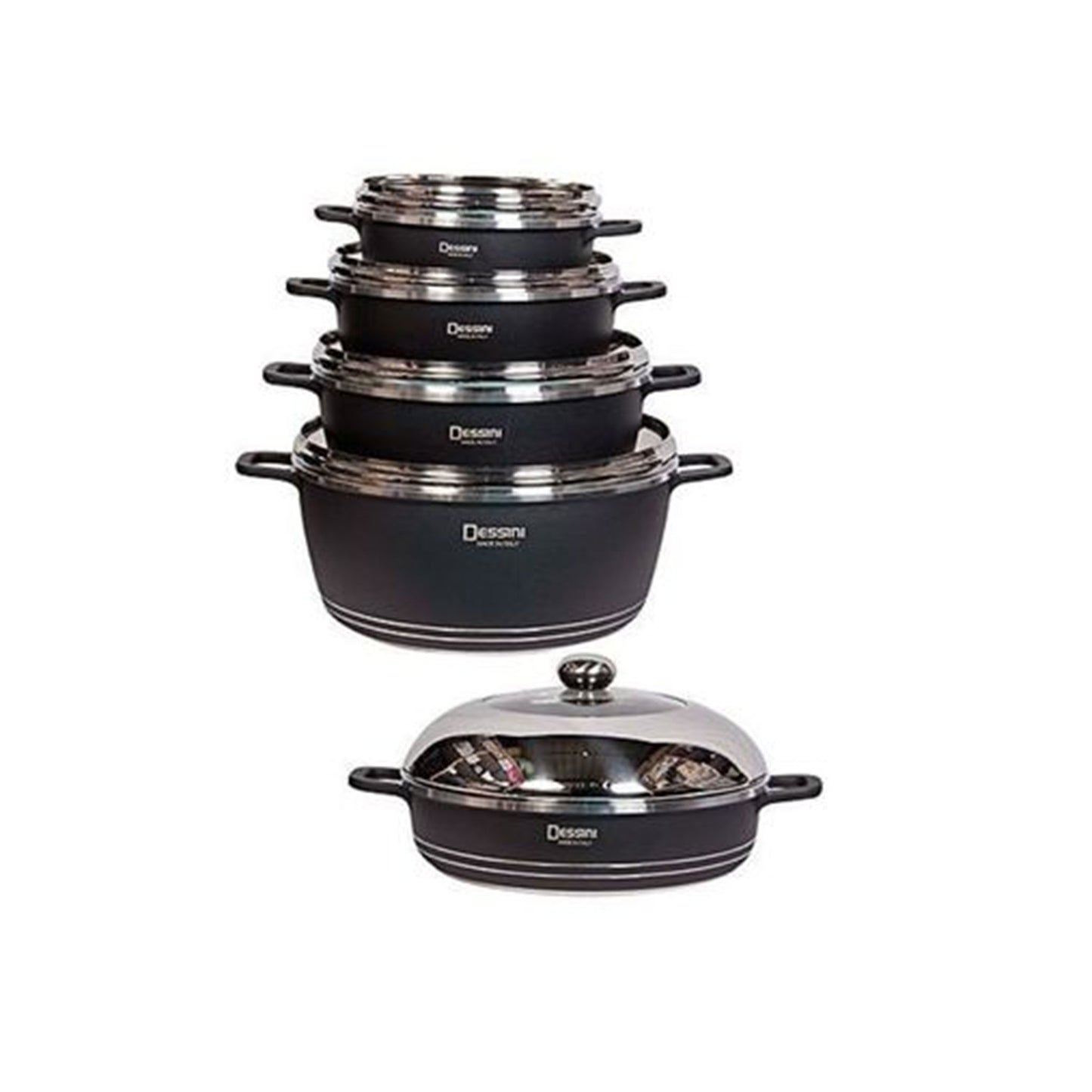 10pcs Dessini non stick Pots - Black